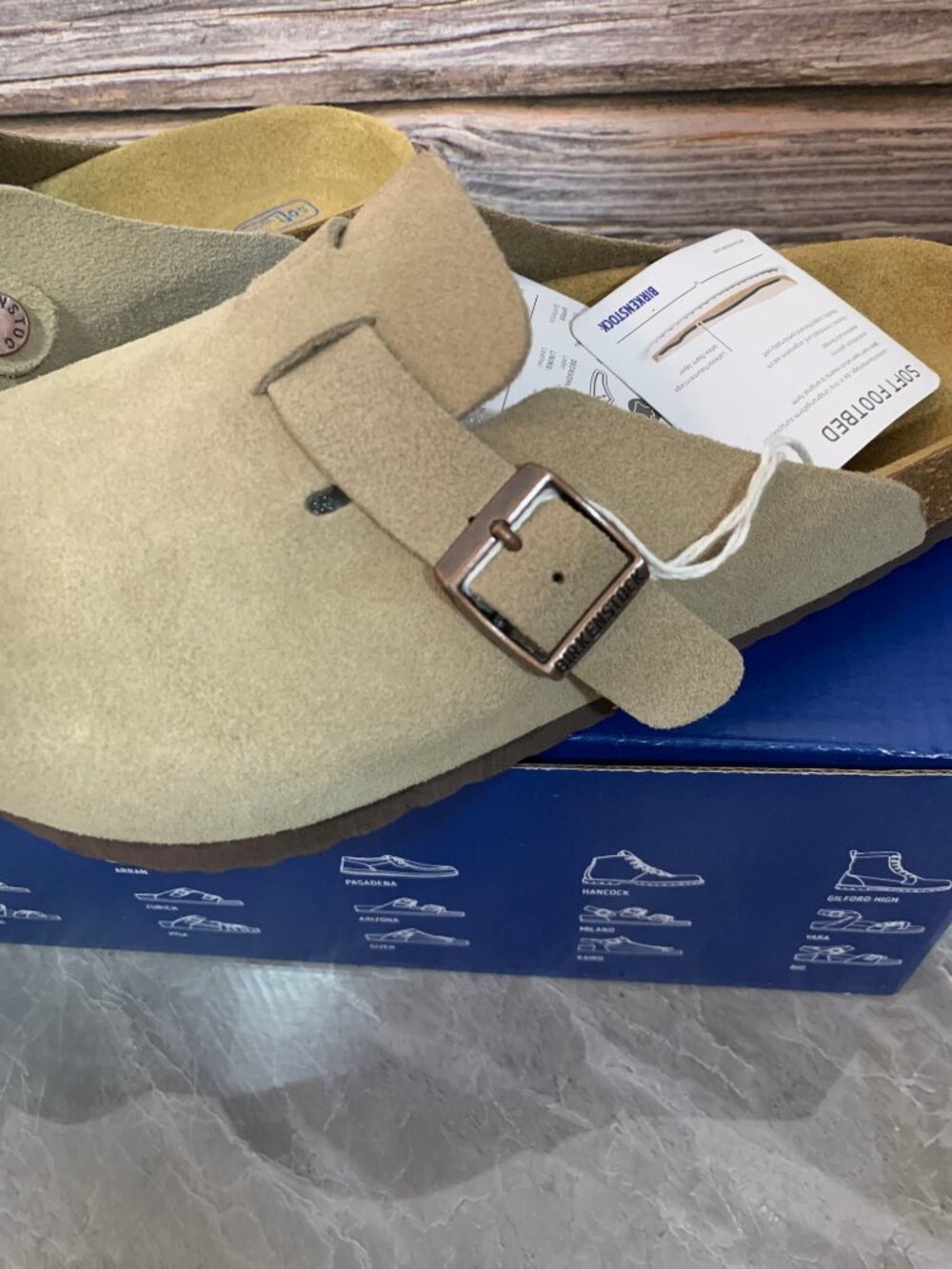 Birkenstock Boston Suede Mules Taupe Cushioned Soft Footbed Clogs - Picture 4 of 4
